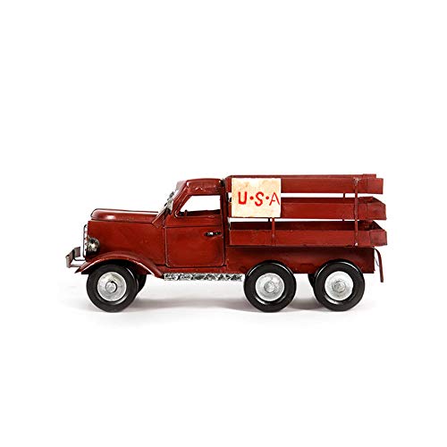 Ayiguri Metal American Truck Car Model Retro Vintage Iron Car Models Handmade Classic Decoration Photography Props (Red)