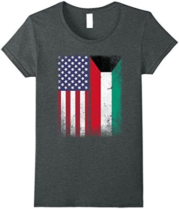 Womens American Kuwaiti Flag T-shirt Kuwait Heritage Arabic Tee Small Dark Heather