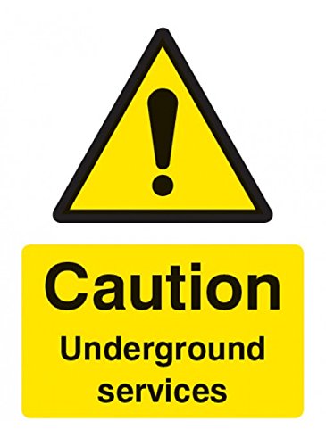 Caledonia Signs 14015E Caution Underground Service Sign, 200 mm x 150 mm, Rigid Plastic