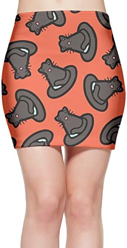 LeYue Women's Short Slim Fit Skirt Unique Print Skirt Mouse Cap Mini Bodycon Skirt
