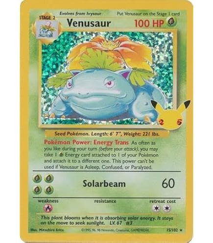 Amazon.com: Pokemon - Venusaur (15/102) - Base Set