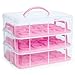 Best Choice Products 3-Tier BPA-Free Detachable Cupcake Carrier Container for 36 Cupcakes w/Locks, Handle, Pink