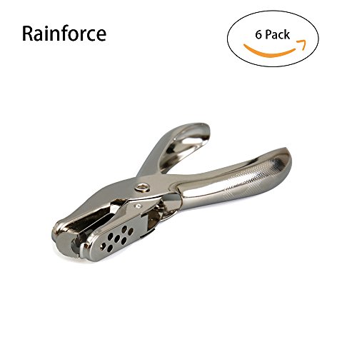 Metal Hole Punchers Single Hole Punch Paper Puncher Ticket for School, Home and Office, 1/ 4 Inch Holes, 6 Pack