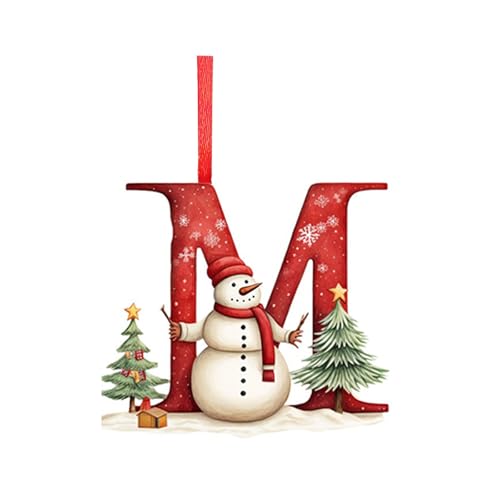 2D 26 Letter Christmas Ornaments, Personalized Acrylic Family Name Decor, Durable Flat Hanging Decoration Set For Home (M)