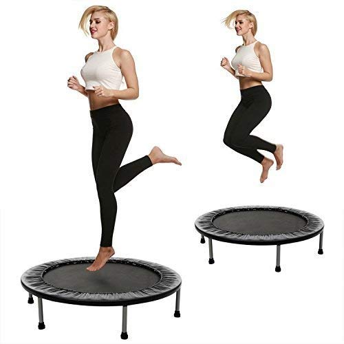 Hurbo Indoor Outdoor Folding Trampoline 96cm Exercise Games Rebounder Trampoline with Safety Pad (Gray)