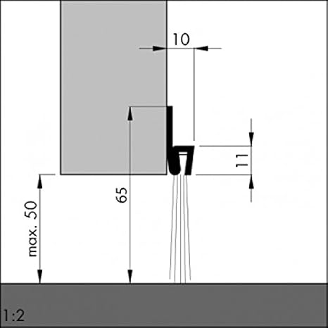 DIWARO® Türbodendichtung, Türdichtung, Bodendichtung, Tordichtung, Garagendichtung, Bürstendichtung | Länge 1m | Stahlblech |
