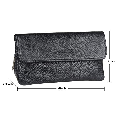 Genuine Leather Smoking Tobacco Pipe Pouch Case Bag for 2 Pipes Tamper Filter Tool Cleaner Preserve Freshness (Black) - Thumbnail 5