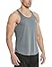 Baleaf Men's Bodybuilding Gym Stringer Y Back Striped Tank Top Gray Size M