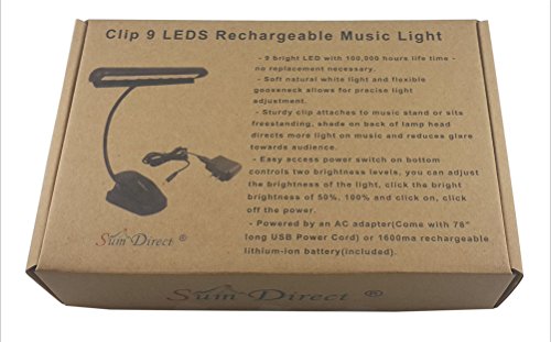SumDirect Clip-on Rechargeable LED Music Stand Light with Adapter - Thumbnail 6