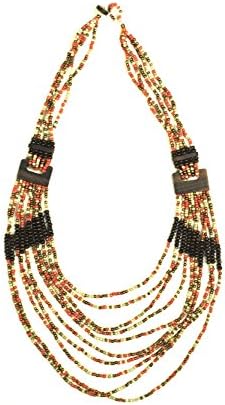 Tropical Chaquira Seed Bead Necklace from Panama (Orange)