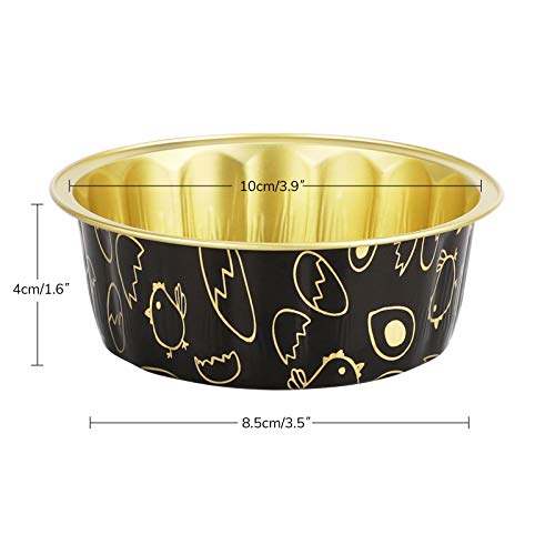 Disposable Ramekins 8 oz, Beasea 100 Pack 3.9" Aluminum Foil Cups Black