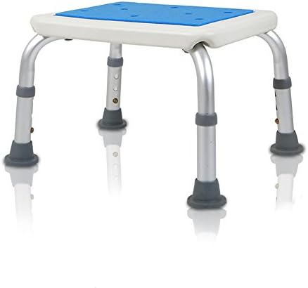 TSAR003 Bath Chair Square, Lightweight Bath Seat With Suction Cup Feet Blue Sponge Pad, Shower Chair With Slats For Sitting In Bathtub, 10