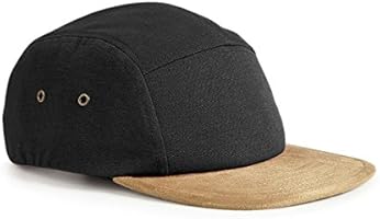 Beechfield Suede Peak 5 Panel Cap - Black