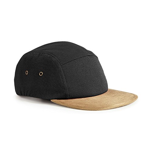 Beechfield Suede Peak 5 Panel Cap - Black (5054171198542)