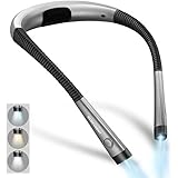 Glocusent LED Neck Reading Light, Book Light for Reading in Bed, 3 Colors, 6 Brightness Levels, Bendable Arms, Rechargeable, Long Lasting, Perfect for Reading, Knitting, Camping, Repairing