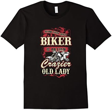 Men's Behind Biker Is Crazy Old Lady - Funny Motorcycle Shirt Small Black
