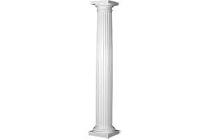 Ekena Millwork 10"Dia. x 8'H Endura-Stone Fluted Column, Round Shaft (FRP) w/True Entasis Taper, Tuscan Base & Tuscan Capital, Plan Type D - Split in 1/2 for Pilasters