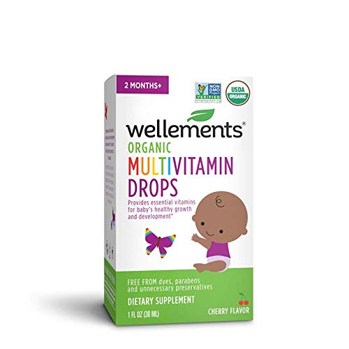 Wellements Organic Multivitamin Drops, 1 Fl Oz, Baby Liquid Vitamin