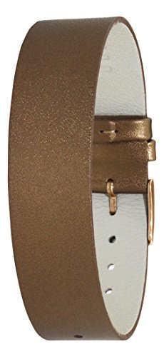 Moog Paris Brown Pecari Leather Bracelet for Women, Metallic Pattern, Pin Clasp, 18mm Band - ME-GRG