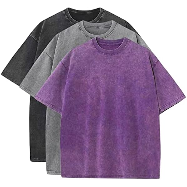 3 Pcs Men's Oversized Cotton Summer T-Shirts - Vintage Baggy