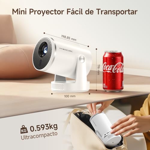 【Enfoque Automático】 Mini Portátil Full HD Magcubic HY320pro | Proyector con Resolución Nativa 1080p, 400ANSI, Contraste 10000:1, Wi-Fi 6, BT 5.4, Mini Proyector Portátil para Hogar y Oficina