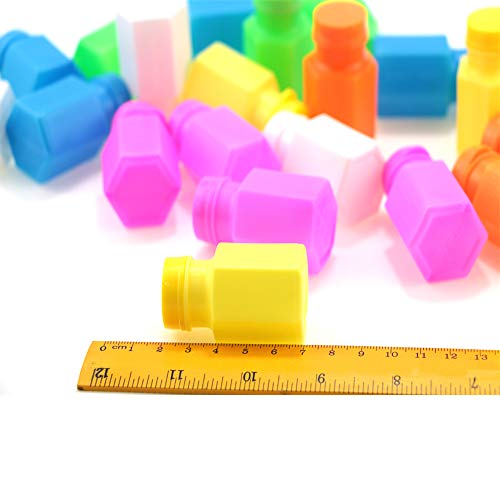 Amersumer 24PCS Mini Neon Party Bubbles With No Soapy Water, Mini Hexagon Bubble Bottles 2 Inches Neon Colors With Wand For Kids Party Favors Bag Stuffers Wedding Bubbles Refill (With No Soapy Water)