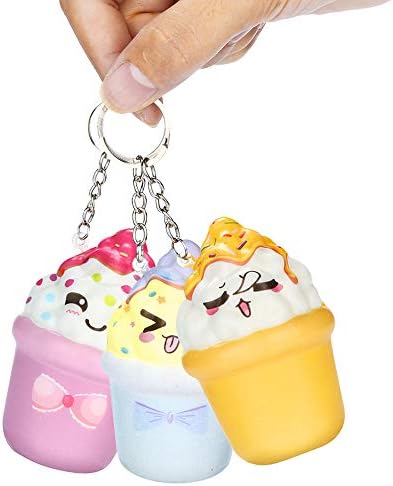😜Cute Kawaii Ice Cream Squishies Slow Rising Cream Scented Keychain Stress Relief Toys (Random)