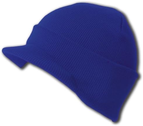Knit Cuff Beanie Visor - Winter Wear/Sports - Royal Blue
