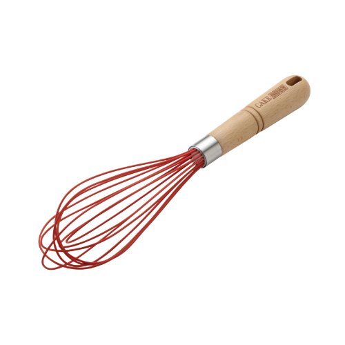 Cake Boss Wooden Tools And Gadgets 10-Inch Stainless Steel Balloon Whisk With Silicone Overmold