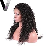 Perstar Brazilian Water Wave 360 Lace Front Wigs Human Hair Pre Plucked And Bleached Glueless lace front wigs with baby hair 150% Density(22 inch, Natural Color)