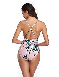 LALAVAVA Monokini de una pieza para dama, con cordones, cuello en V, espalda cruzada