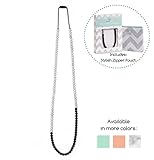 Goobie Baby Zoe Silicone Teething Necklace for Mom to Wear, Safe BPA Free Beads to Chew - Black/Marble