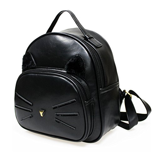 Zahara Women Ladies Girls PU Leather Backpack Mini Cute Casual Daypack Purse Shoulder Schoolbag Black Mochilas De Mujer