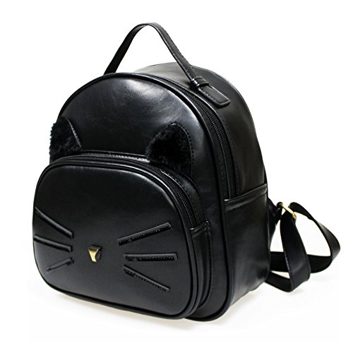 Zahara Women Ladies Girls PU Leather Backpack Mini Cute Casual Daypack Purse Shoulder Schoolbag Black Mochilas De Mujer 