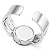 Top Plaza Womens Fashion Elegant Cuff Bangle Analog Quartz Arabic Numeral Bracelet Watch 7''-Silver Tone Blue Face
