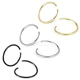 Charisma Stainless Steel Clip-on Closure Earrings Nose Lip Belly Eyebrow Helix Cartilage Tragus Hoop Earrings 3 Paris