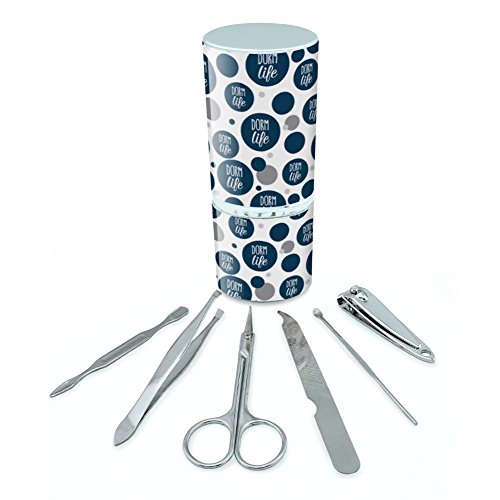 Manicure Pedicure Grooming Beauty Personal Care Travel Kit (Tweezers,Nail File,Nail Clipper,Scissors) - College School Student Dorm Life Fun Navy