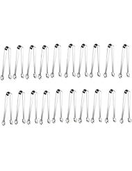 MBB 20-Pack Plum Flower Shape Sugar Cubes Ice Tongs Appetizers Server Small Kitchen Serving Tongs Stainless Steel