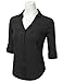 DRESSIS Women's Roll Up Sleeves Button Down Blouse