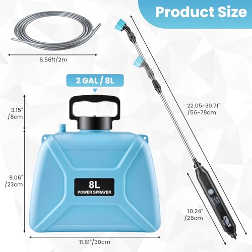 2 Gallon Electric Pump Sprayer in Lawn and Garden, Backpack Weed Sprayer, Battery Powered Garden Sprayer with Retractable Wand and 4 Nozzles, USB Fast Charging