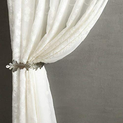Chictie Vintage Leaves Curtain Holdbacks Bronze Wall Mounted Drapery Holder Hooks Pack of 2 (Retro Bronze Long Leaves Hook)
