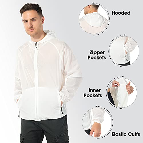 TIAOZHANZHE Mens UPF 50+ Sun Protection Jacket Lightweight Cycling Jackets Long Sleeve Shirt Full Zip Hoodie with Pockets
