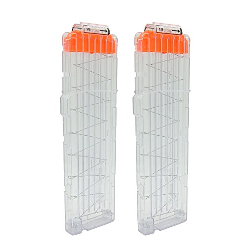 EKIND Soft Bullet Quick Reload Clips 18 Darts Clips for Nerf N-strike Elite Magazine Toy Gun (Transparent, Pack of 2)