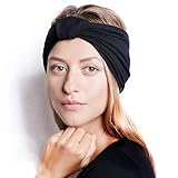 The Original BLOM. Patent Pending Headband for Sports or Fashion, Yoga or Travel. 30 Day Happy Head Guarantee. Super Comfortable. Designer Style & Quality. Black.