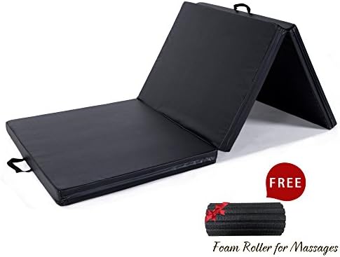 Sportmad 4'x6'x3" Gymnastics Mat Thick Folding Panel Tumbling Mats for Home Gym Fitness Exercise Workout, Black