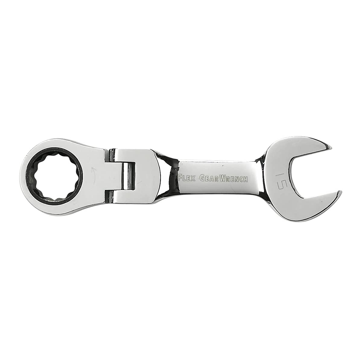 GEARWRENCH 12 Pt. Stubby Flex Head Ratcheting Combination Wrench, 15mm - 9556