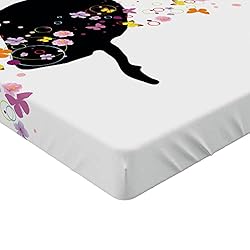 Ambesonne Ballet Fitted Sheet Set, Silhouette of