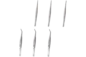 ANDRESLAD 6pcs Stainless Steel Bonsai Tweezers for Succulents and Plants Comfortable Handle Lightweight