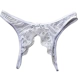 Vovotrade Hot Sale Sexy Women Girls Lingerie Thongs Adorable V-String Panties Lingerie Low-Rise Intimates Lace Charming G-String Underwear Sleepwear (White)