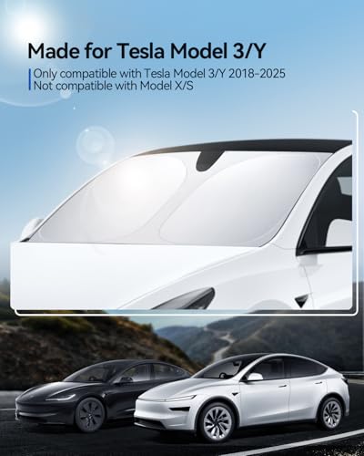 LANTU Windscreen Screen for Tesla Model 3/Y Folding Sun Shade with Storage Bag Blocks UV Rays Umbrella Model 3/Y 2018-2026 Highland Juniper Accessories